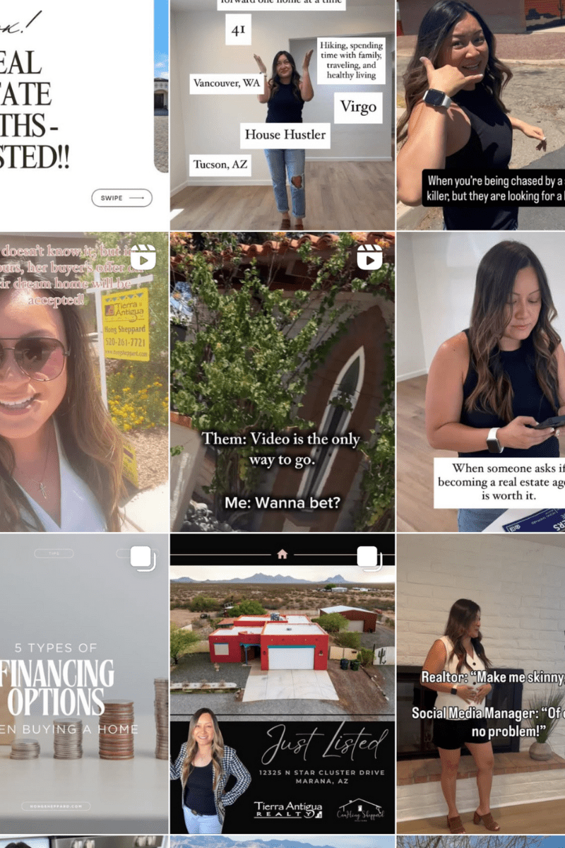 A tiled image of IG posts